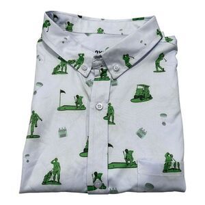 Nine Line Golf Short Sleeve‎ Collared Graphic Print Button Down Shirt Men's 2XL